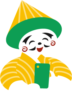 スマホを見ている笑顔のチョンダラー